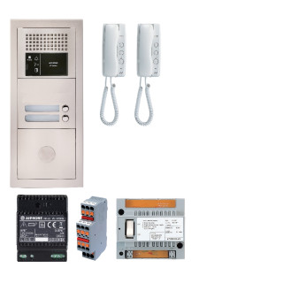 Pack audio 2 BP programmé, encastré, centrale, alim. & 2 postes audio GT1D