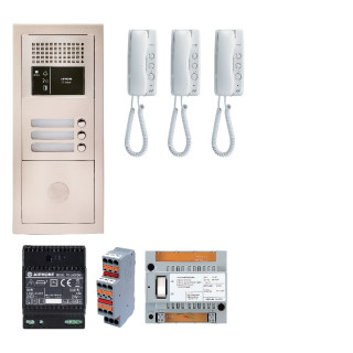 Pack audio 3 BP programmé, encastré, centrale, alim. & 3 postes audio GT1D