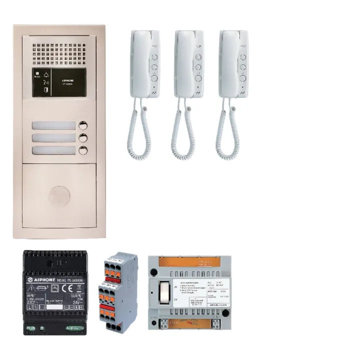 Pack Audio 3 Bp Programmé, Encastré, Centrale, Alimentation & 3 Postes Audio Gt1D