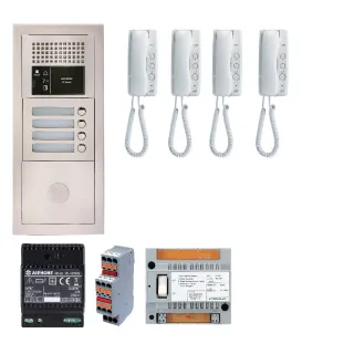 Pack Audio 4 Bp Programmé, Encastré, Centrale, Alimentation & 4 Postes Audio Gt1D