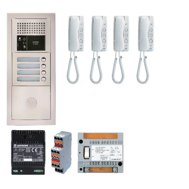 Pack Audio 4 Bp Programmé, Encastré, Centrale, Alimentation & 4 Postes Audio Gt1D