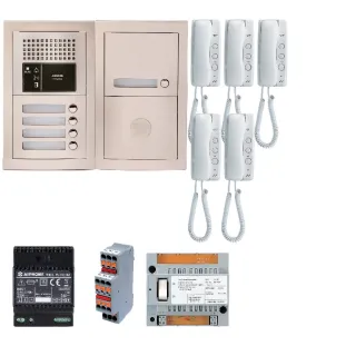 Pack Audio 5 Bp Programmé, Encastré, Centrale, Alimentation & 5 Postes Audio Gt1D