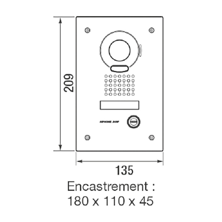 Platine vidéo inox encastrée avec porte-étiquette rétro-éclairé, IP54 et IK07