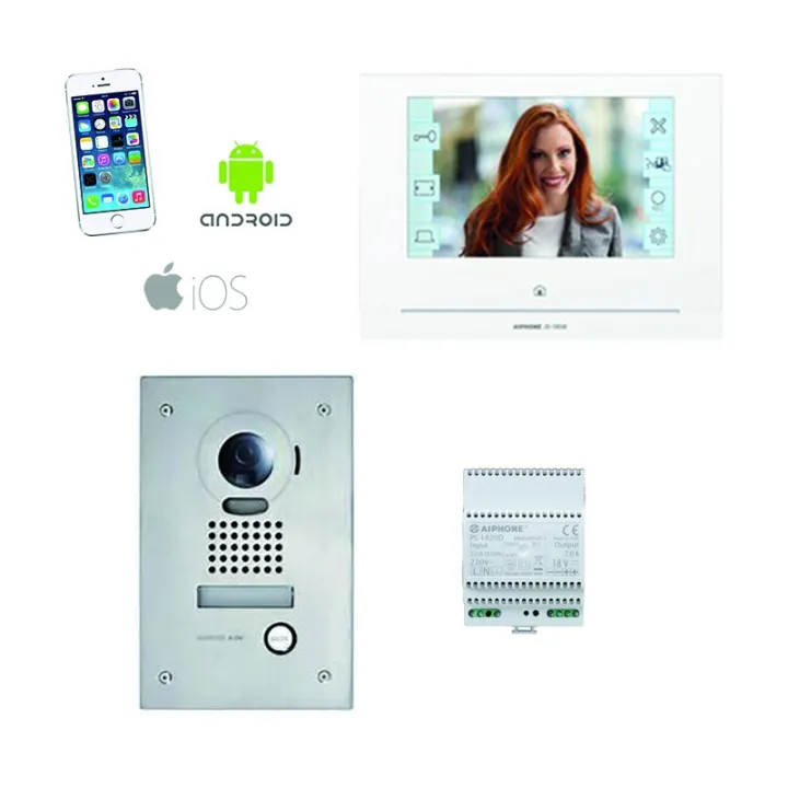 Kit Jo Wifi, Platine Inox Encastrée, Moniteur Écran 7'' Tactile & Alimentation
