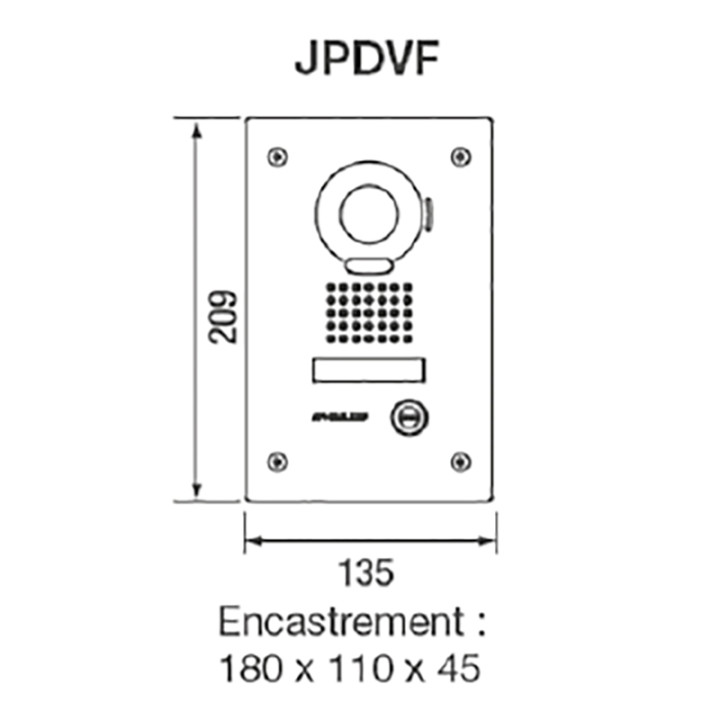 Platine vidéo encastrée, résistante au vandalisme, grand angle 170°, IP54 & IK07
