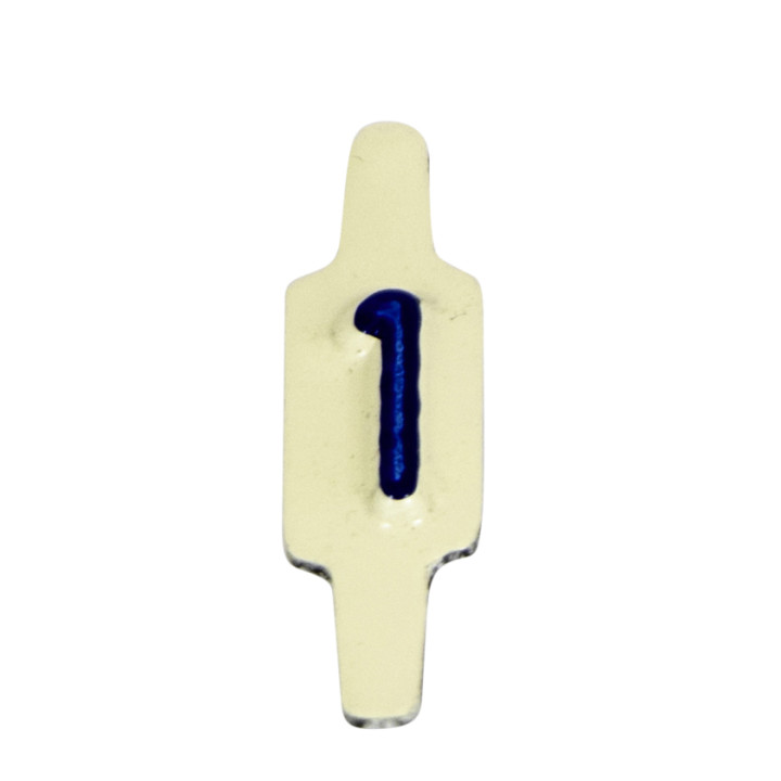 Caractère amovible à languette pliable pour plaquette 222801. Chiffre 1. Par 25