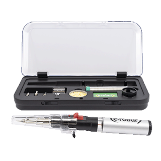 Kit Fer À Souder À Gaz, 90/150W, 5 Pannes, Support, Éponge Et Coffret