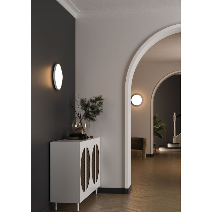 C4 Cct S- Plaf/Appl Mur Ip44 Led Intég 17W 4000K 1250Lm, Sensor, Blanc