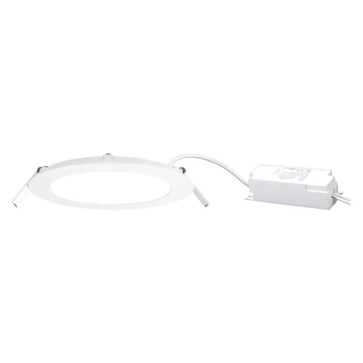 Flat Led - Plafonnier Downlight Plat, Rond, Fixe, Blanc, 110°, Led Intég. 11,4W 3000K 960Lm