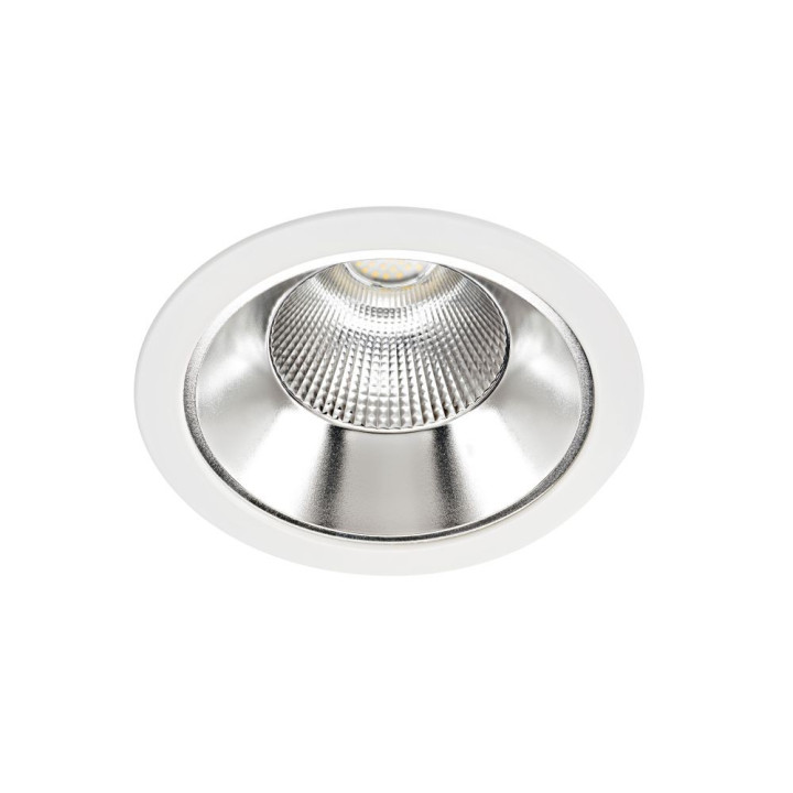 Downlight Riva Ip20, Ø232Mm, Fixe, Blanc, Led Intég. 28,2W 55° 3000K 2400Lm, Dim