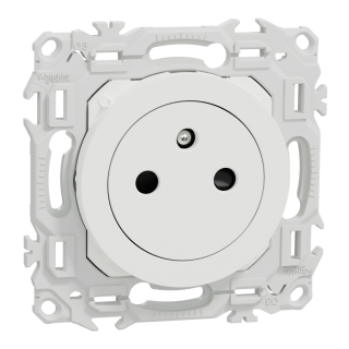 Odace - prise 2P+T affleurante - bornes automatiques - blanc craie