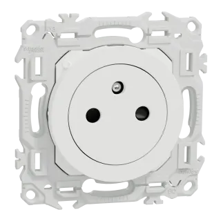Odace - Prise 2P+T Affleurante - Bornes Automatiques - Blanc Craie