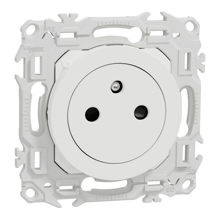 Odace - prise 2P+T affleurante - bornes automatiques - blanc craie