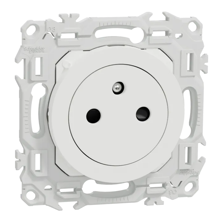 Odace - Prise 2P+T Affleurante - Bornes Automatiques - Blanc Craie