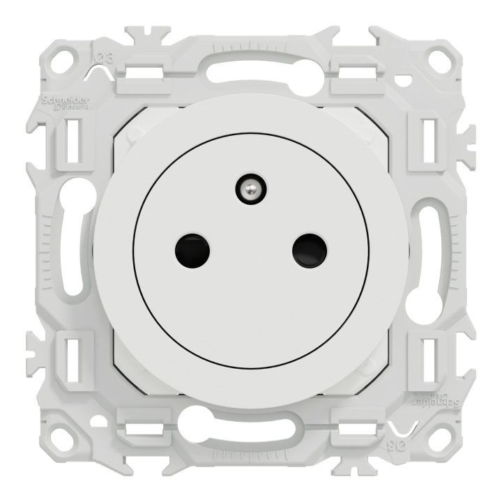 Odace - prise 2P+T affleurante - bornes automatiques - blanc craie