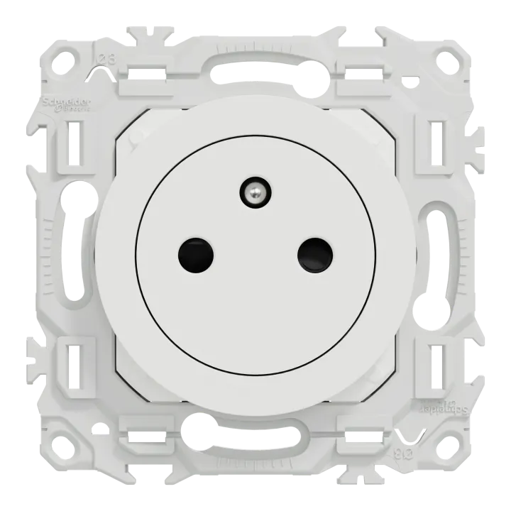 Odace - Prise 2P+T Affleurante - Bornes Automatiques - Blanc Craie