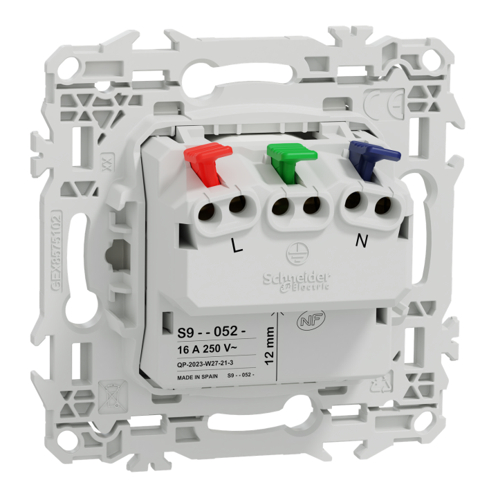 Odace - prise 2P+T affleurante - bornes automatiques - blanc craie