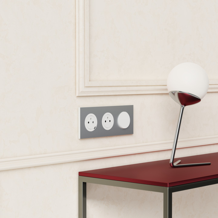 Odace - prise 2P+T affleurante - bornes automatiques - blanc craie