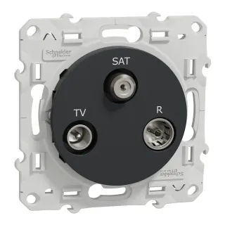 Odace - Prise Tv/Fm/Sat - Anthracite - 1 Entrée