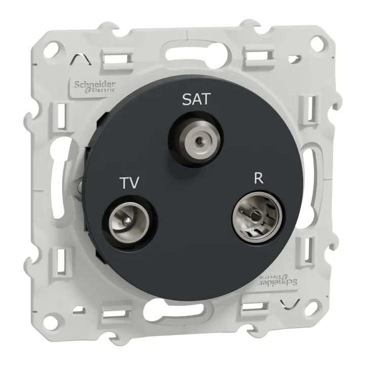 Odace - Prise Tv/Fm/Sat - Anthracite - 1 Entrée