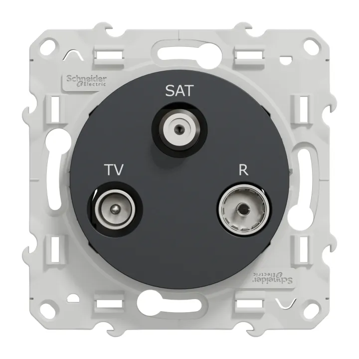 Odace - Prise Tv/Fm/Sat - Anthracite - 1 Entrée