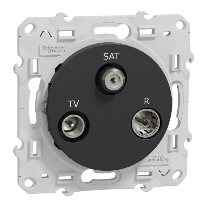 Odace - Prise Tv/Fm/Sat - Anthracite - 1 Entrée