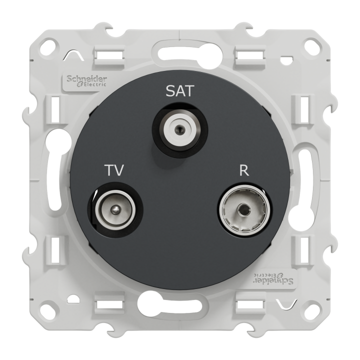 Odace - Prise Tv/Fm/Sat - Anthracite - 1 Entrée