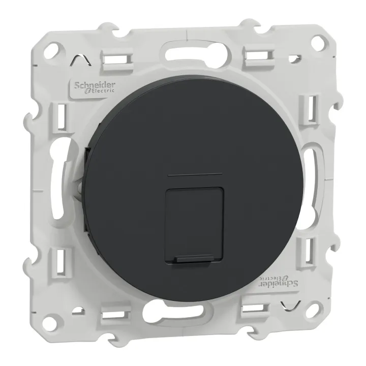 Odace - Prise Rj45 Cat. 6A Stp - Grade 3 Tv (+Multimédia) - Anthracite