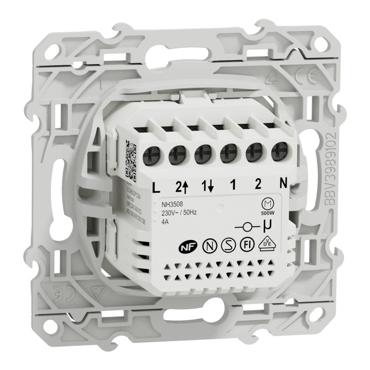 Wiser Odace - Interrupteur Connecté Volet-Roulant - 4A - Zigbee - Blanc
