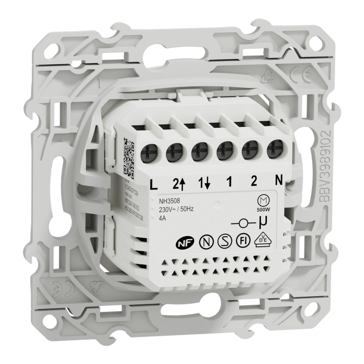 Wiser Odace - Interrupteur Connecté Volet-Roulant - 4A - Zigbee - Blanc