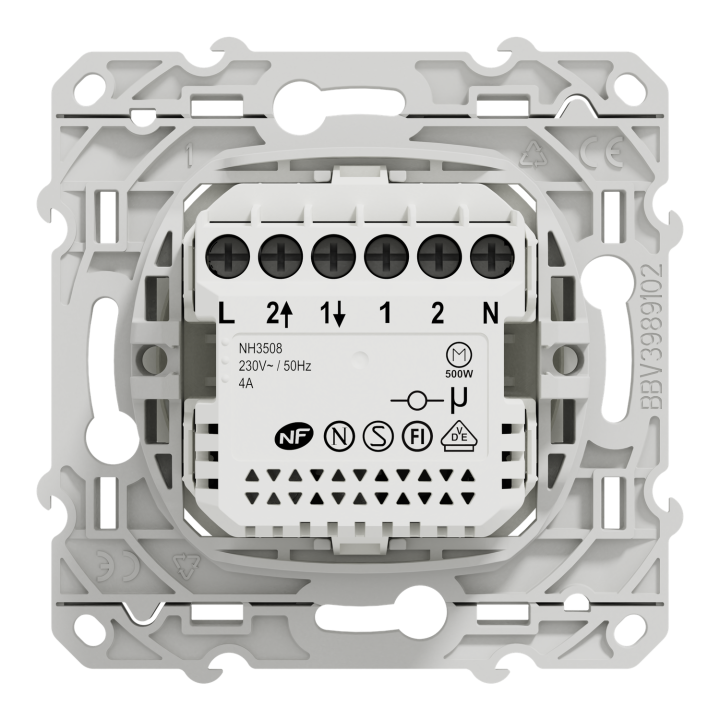 Wiser Odace - Interrupteur Connecté Volet-Roulant - 4A - Zigbee - Blanc