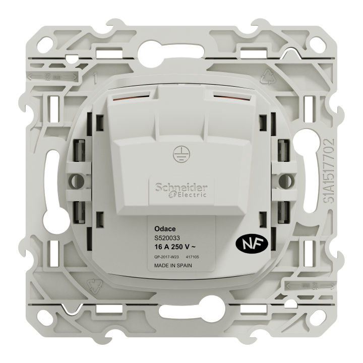 Odace - prise de courant 2P - blanc - connexions à vis