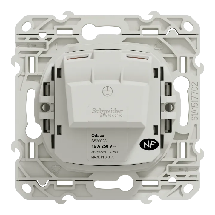 Odace - Prise De Courant 2P - Blanc - Connexions À Vis