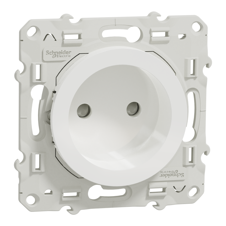 Odace - prise de courant 2P - blanc - connexions à vis