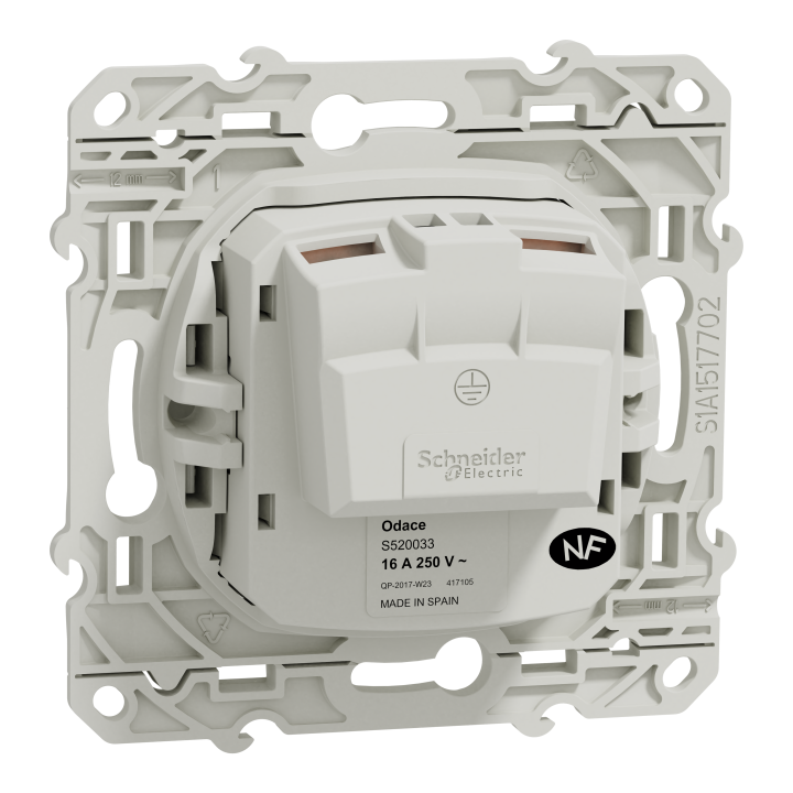 Odace - prise de courant 2P - blanc - connexions à vis