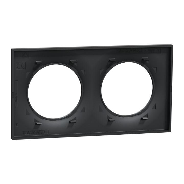 Odace Styl - Plaque 2 Postes Horizontaux Ou Verticaux Entraxe 71Mm Anthracite