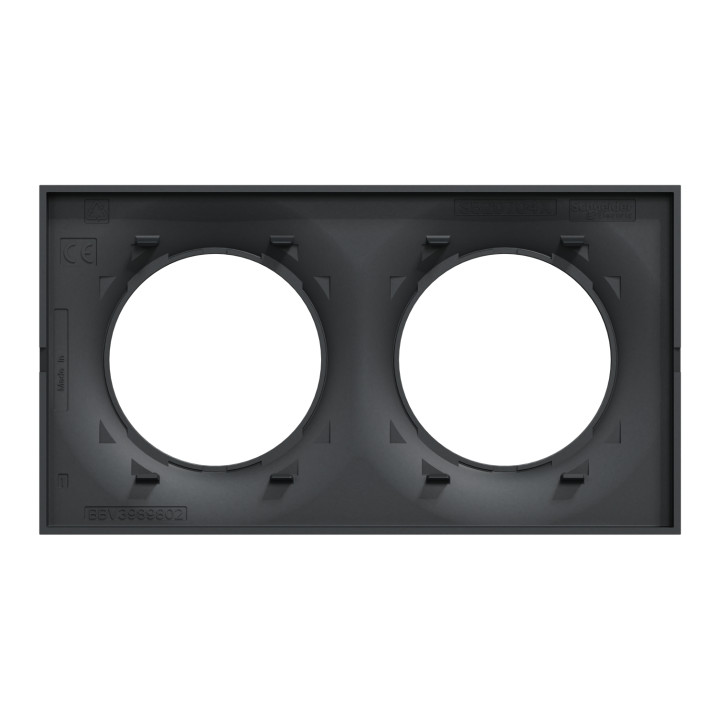 Odace Styl - Plaque 2 Postes Horizontaux Ou Verticaux Entraxe 71Mm Anthracite