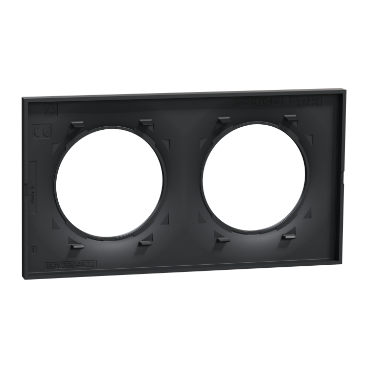 Odace Styl - Plaque 2 Postes Horizontaux Ou Verticaux Entraxe 71Mm Anthracite