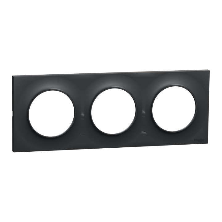 Odace Styl - Plaque 3 Postes Horizontaux Ou Verticaux Entraxe 71Mm Anthracite