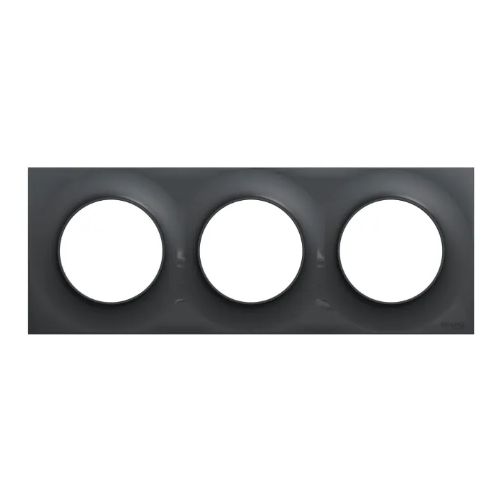 Odace Styl - Plaque 3 Postes Horizontaux Ou Verticaux Entraxe 71Mm Anthracite