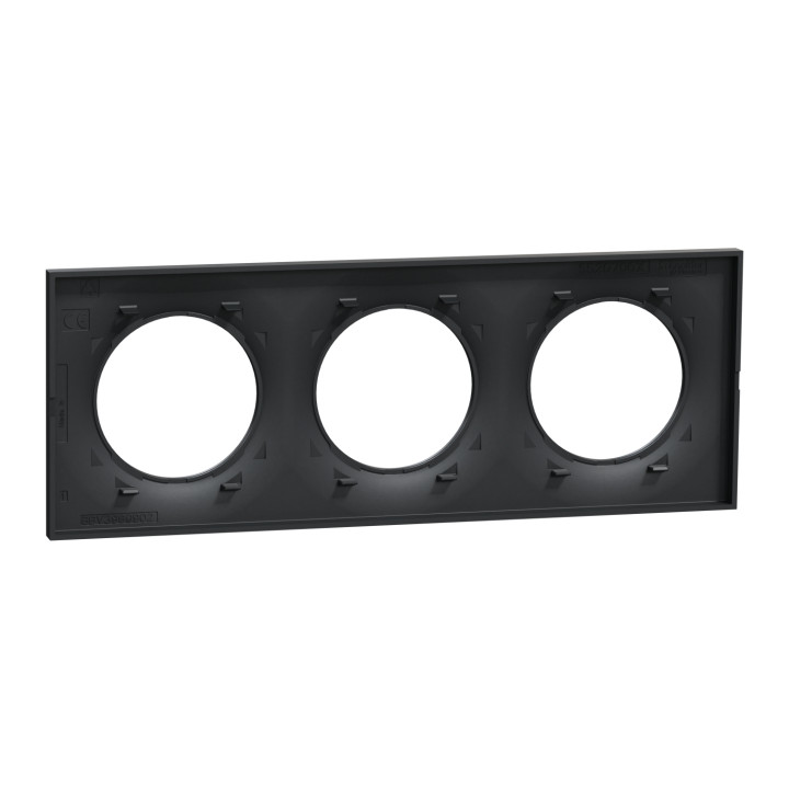 Odace Styl - Plaque 3 Postes Horizontaux Ou Verticaux Entraxe 71Mm Anthracite