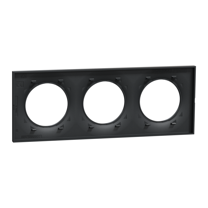 Odace Styl - Plaque 3 Postes Horizontaux Ou Verticaux Entraxe 71Mm Anthracite