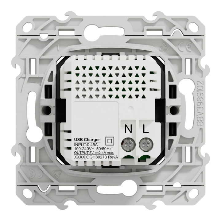 Odace - Prise Usb Double - Type A+C - Anthracite - 5 Vcc - 2,4A