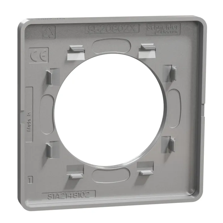 Odace Touch - Plaque 1 Poste Aluminium Brossé Avec Liseré Aluminium