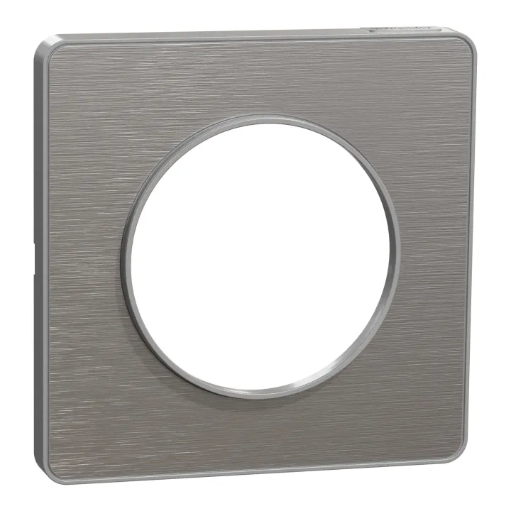 Odace Touch - Plaque 1 Poste Aluminium Brossé Avec Liseré Aluminium
