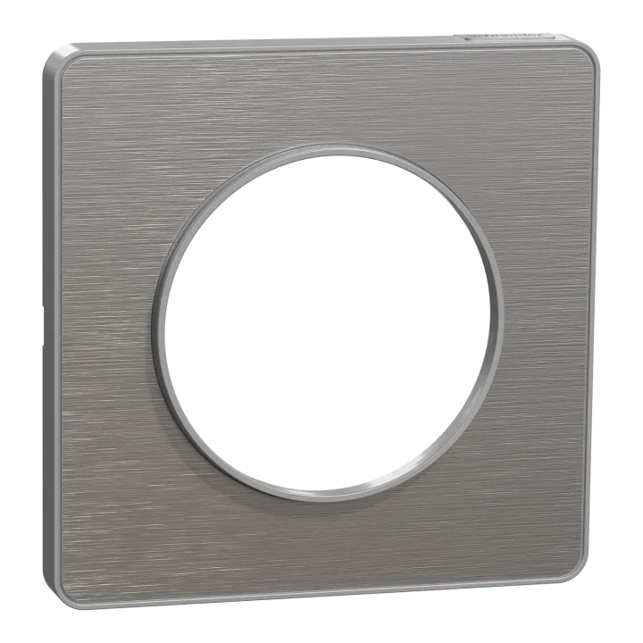 Odace Touch - Plaque 1 Poste Aluminium Brossé Avec Liseré Aluminium