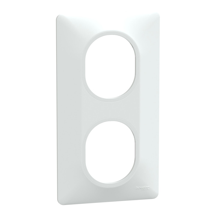 Ovalis - Plaque De Finition - 2 Postes Vertical - Entraxe 71 Mm - Blanc