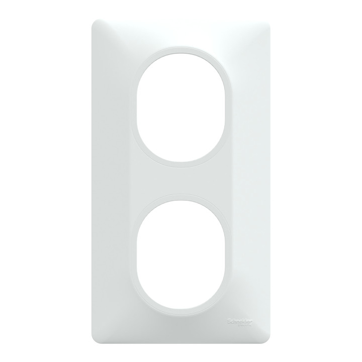 Ovalis - Plaque De Finition - 2 Postes Vertical - Entraxe 71 Mm - Blanc