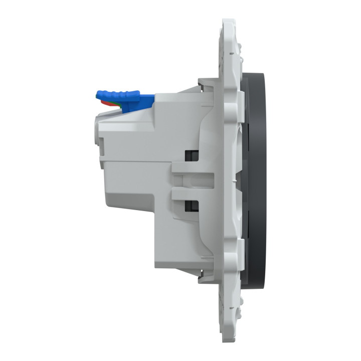 Ovalis - Prise De Courant 2P+T 16A Affleurante - Bornes Auto - Anthracite