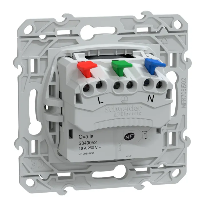 Ovalis - Prise De Courant 2P+T 16A Affleurante - Bornes Auto - Anthracite